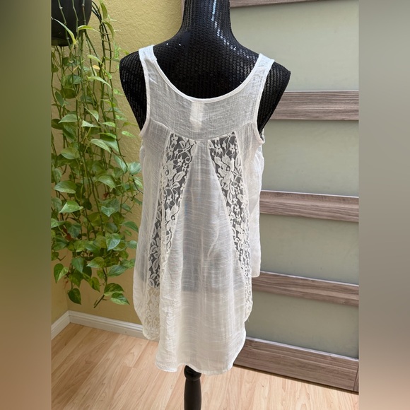 Fashionomics Boho Lace High Low Tank Top Size S - Picture 2 of 6